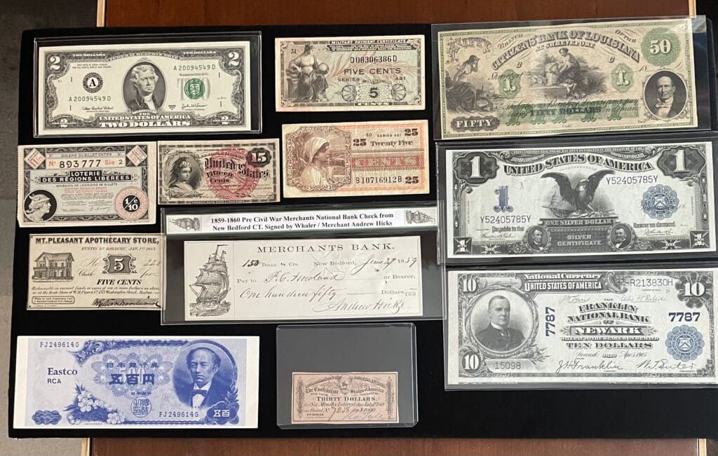 A closeup shot of different notes from different times