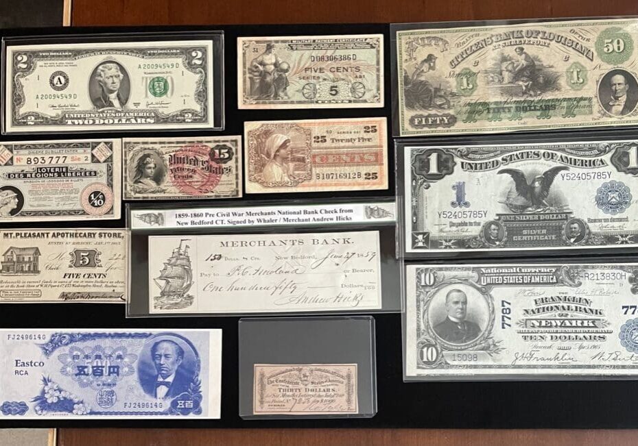 A closeup shot of different notes from different times